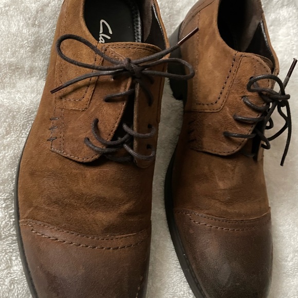 Clarks Wallace Suede Leather Tan Oxford Shoes - NEW - Picture 4 of 10